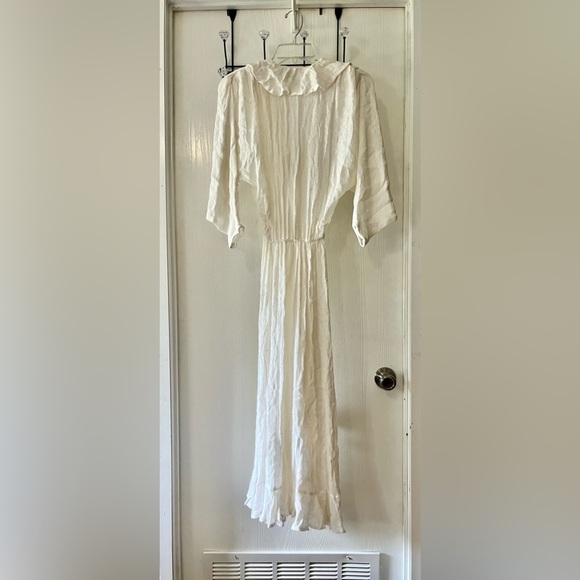 Sybil Vintage White Tweed-Knit Ruffled Maxi Dress - Picture 5 of 10